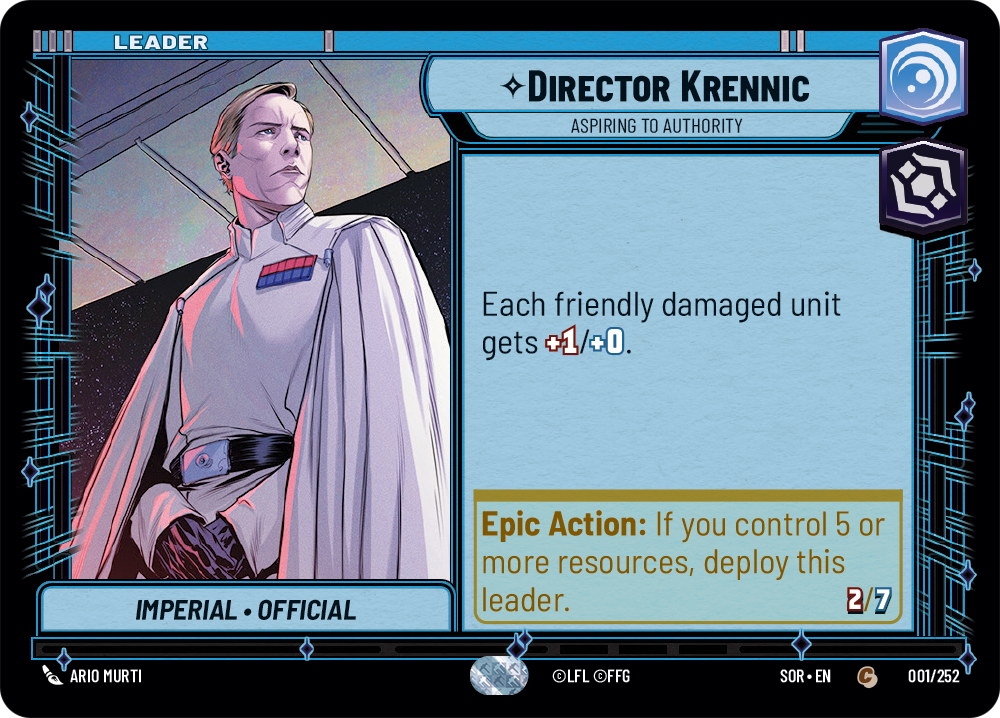 Star Wars Unlimited card Director Krennic, Aspiring to Authority