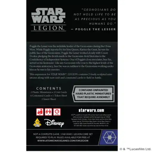 Star Wars: Legion - Sun Fac and Poggle the Lesser Operative and Commander Expansion 2